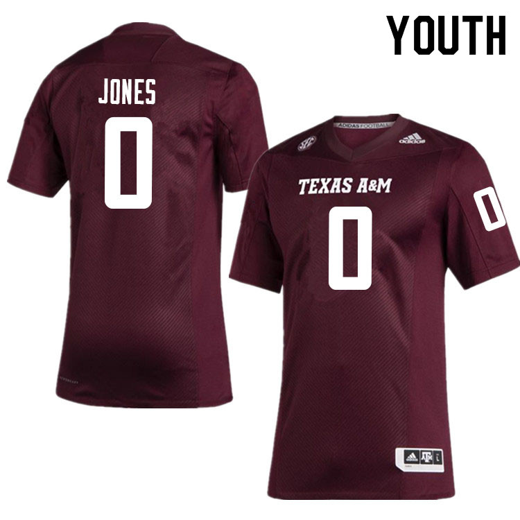Youth #0 Myles Jones Texas A&M Aggies College Football Jerseys Sale-Maroon